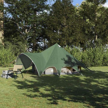 vidaXL Teepee Tent 3-Person 3-persoons Groen en Grijs, Verzenden, Nieuw, Tot en met 2