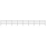 vidaXL Tuinhek met ringtop staal 1426x120 cm zwart, Verzenden, Nieuw, IJzer, 1 tot 2 meter