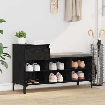 vidaXL Schoenenkast met lade Zwart eiken 102 x 36 x 60 cm, Huis en Inrichting, Verzenden, Nieuw