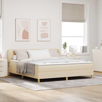 vidaXL Boxspringbed met hoofdeinde Crème 180 x 200 cm Stof, Verzenden, Nieuw, Crème, Stof