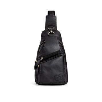Crossbody Rugtas Leer Zwart - Anti-Diefstal Tas - Nappa Leer, Nieuw