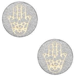 2 x Houten cabochon Hamsa hand van Fatima 12mm Silver, Ophalen of Verzenden, Nieuw, Kraal