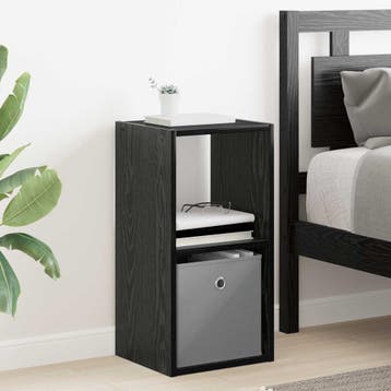 vidaXL Nachtkastje Zwart Eiken 30,5 x 27 x 59,5 cm Bewerkt, Minder dan 45 cm, Verzenden, Nieuw, 55 tot 70 cm