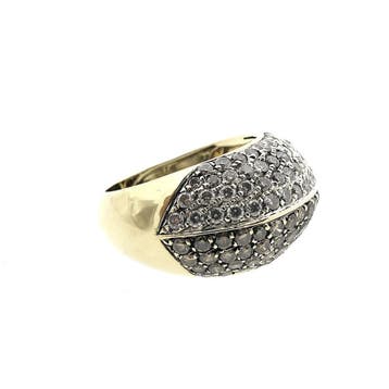 Gouden cocktailring met witte en champagne diamanten; 3,3..., Gebruikt, Ophalen of Verzenden, Kleiner dan 17, Met edelsteen