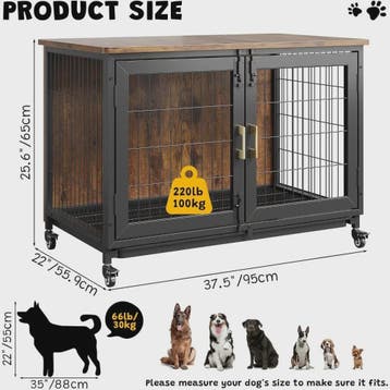 Houten Hondenkennel met Wielen en Lade - Stijlvolle Bijzetta, Dieren en Toebehoren, Verzenden, Nieuw
