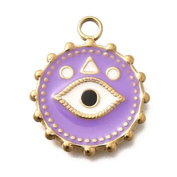 1 x RVS 304 Ion Plating (ip) ronde bedel met evil eye lil..., Ophalen of Verzenden, Nieuw, Kraal