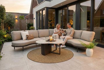 Saranda/Cosiloft organische loungeset met vuurtafel - Terre, Verzenden, Nieuw, Overige materialen, Loungeset