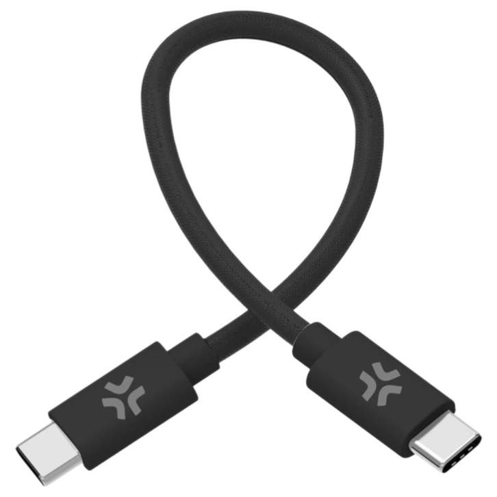 Celly 60W USB-C > USB-C Katoen Gevlochten Kabel 30cm, Telecommunicatie, Autoladers, Nieuw, Verzenden