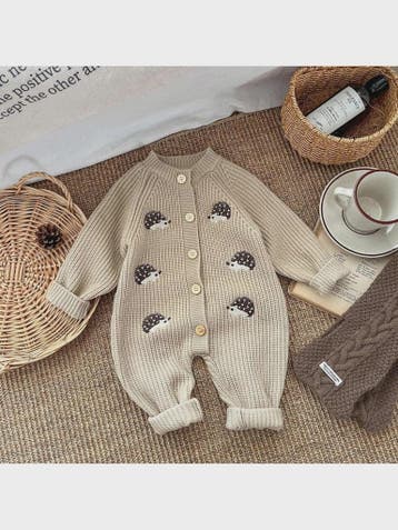 Schattige Baby Gebreide Jumpsuit met Egel Print - Lente & He, Verzenden, Nieuw