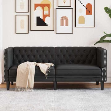 vidaXL Bank Zwart 174 x 74,5 x 70,5 cm PVC, Verzenden, Nieuw, Minder dan 150 cm