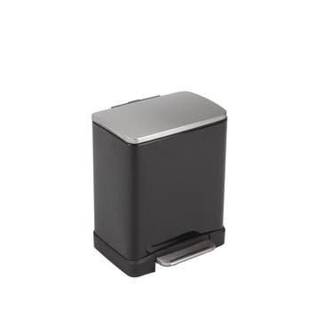 EKO Pedaalemmer E-Cube recycling 10+9 ltr - zwart/Mat RVS, Verzenden, Nieuw