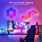 RGB Wandlamp – 8 Stuks – Muziek gestuurd – App Bediening – G, Verzenden, Nieuw, Kunststof, Hexagon