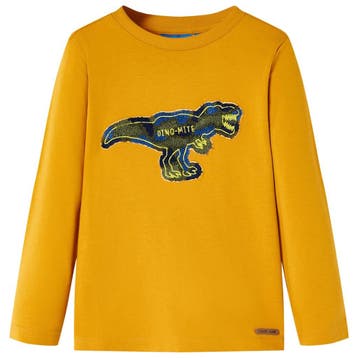 vidaXL Kindershirt met lange mouwen 128 okerkleurig, Verzenden, Nieuw