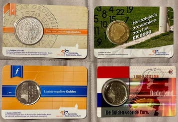 Nederland. Coincard Lot 4 stuks (Zonder minimumprijs), Postzegels en Munten