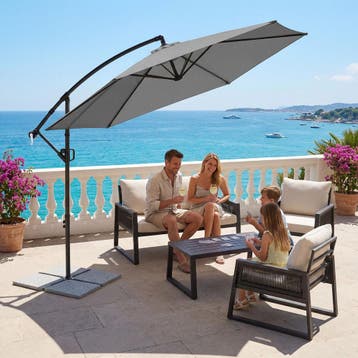 Parasol Artemis, 360° draaibaar, kantelbaar, 3 x 3 m - grijs, Verzenden, Nieuw