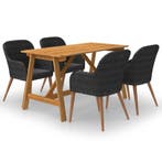 vidaXL 5-delige Tuinset zwart, 4 zitplaatsen, Nieuw, Tuinset, Verzenden
