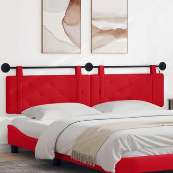 vidaXL Hangend hoofdbord Met LED-verlichting Rood Kunstleer, Verzenden, Nieuw, Rood, Overige materialen