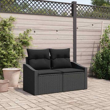 vidaXL Tuinbank met kussen 123 x 62 x 69 cm poly rattan, Verzenden, Nieuw, Rotan