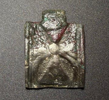Middeleeuwen, kruisvaardersperiode Brons Zeldzaam hangertje, Antiek en Kunst