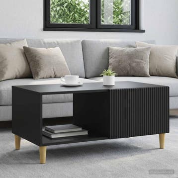vidaXL Salontafel Zwart 90 x 50 x 40 cm Bewerkt hout, Verzenden, Nieuw, 50 tot 100 cm, Rechthoekig