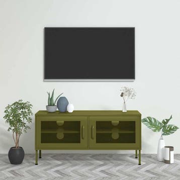 vidaXL Tv-meubel 105x35x50 cm staal olijfgroen, 100 tot 150 cm, Verzenden, Nieuw, Minder dan 100 cm