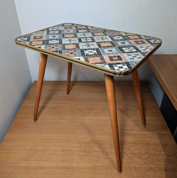 Plantentafel - Hout, Keramiek - Vintage planten-tafel