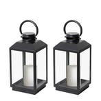 Set van 2 Newport Windlicht Zwart Small Tuinaccessoires, Verzenden, Nieuw, Modern