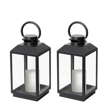 Set van 2 Newport Windlicht Zwart Small Tuinaccessoires, Verzenden, Nieuw