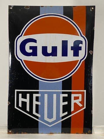 Gulf - Reclamebord - 60x40cm - Gemaakt van dikke staalplaat, Antiek en Kunst