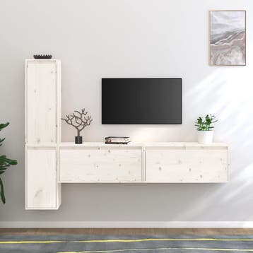 vidaXL Tv-meubelen 4 st massief grenenhout wit, Minder dan 50 cm, Verzenden, Nieuw, Minder dan 100 cm