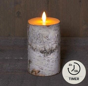 Ledkaars berkenschors wit 3d flame moving annas collection, Ophalen of Verzenden, Nieuw