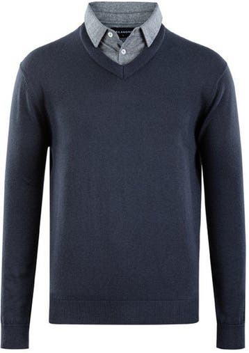 2dekans | Milanoro - Herenpullover met overhemdkraag - Navy, Ophalen of Verzenden, Zo goed als nieuw, Milanoro