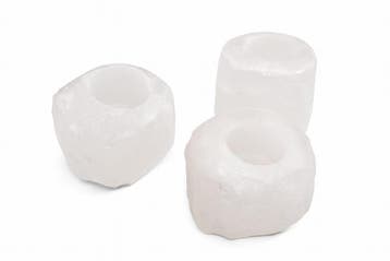 Witte haliet Himalaya zout theelichthouder 0,6–1 kg., Antiek en Kunst, Ophalen of Verzenden