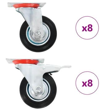 vidaXL 16 st Zwenkwielen 100 mm, Verzenden