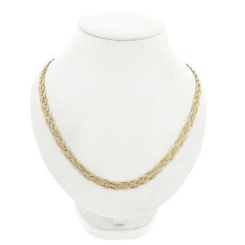 Tricolor gouden gevlochten collier; 14 karaat; 45 cm, Ophalen of Verzenden, Gebruikt, Goud, Goud