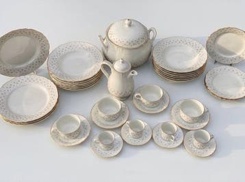 Richard Ginori - RG - Tafelservies (38) - 18 kt goud - Greca