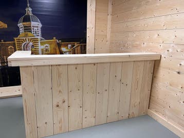 Steigerhouten Muur Bar - Balie - Toonbank op Maat | Compact, Ophalen of Verzenden, Nieuw, Inclusief barstoelen