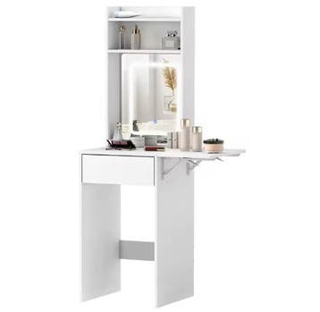 Compacte Kaptafel met LED Spiegel en Opvouwbaar Blad, Huis en Inrichting, Tafels | Kaptafels, Verzenden, Nieuw