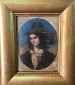 Franse school (XX) - Portrait of young French woman, Antiek en Kunst, Kunst | Schilderijen | Klassiek