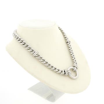 Witgouden gourmetschakel ketting, Ophalen of Verzenden, Gebruikt, Goud, Goud