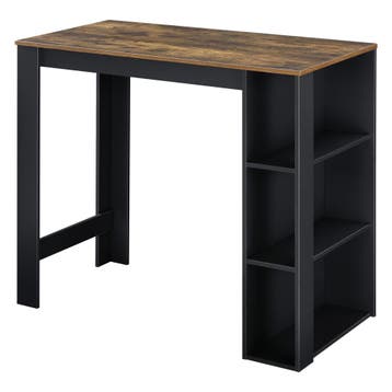 Bartafel Danderyd met 3 planken 120x60x105,5 zwart en houtkl, Verzenden, Nieuw