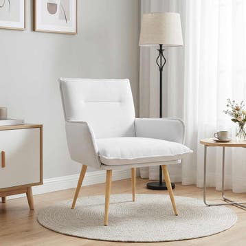 vidaXL Fauteuil Wit Stof, Huis en Inrichting, Verzenden, Nieuw