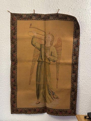 Bijbels wandtapijt - 126 cm - 86 cm - Wij loven U, o God., Antiek en Kunst, Antiek | Overige Antiek