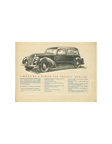 1938 LANCIA APRILIA BROCHURE FRANS, Nieuw, Author