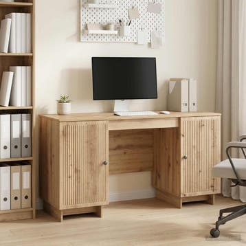 vidaXL Bureau Artisanaal eiken Bewerkt hout 142,5 x 50 x 75, Huis en Inrichting, Verzenden, Nieuw