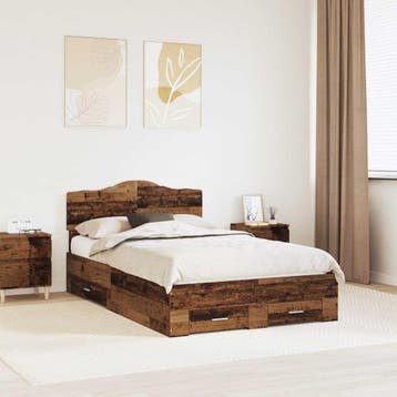 vidaXL Bedframe met lade met opslag Oudhout 120 x 190 cm, Bruin, Verzenden, Nieuw, Twijfelaar