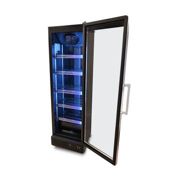 Zwarte Horeca Koelkast 380 Liter met Glasdeur en Blauwe LED, Ophalen of Verzenden, Nieuw in verpakking, Koelen en Vriezen