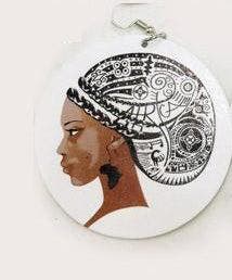 Wooden drop earrings | Lady with turban, Ophalen of Verzenden, Nieuw