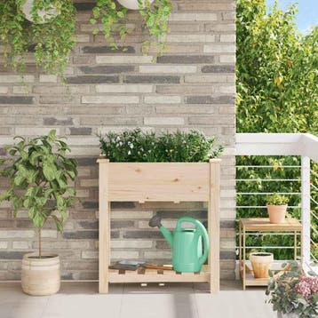 vidaXL Plantenbak Beige 71 x 37 x 76,5 cm Massief Vurenhout, Tuin en Terras, Verzenden, Nieuw, Hout, Minder dan 60 cm