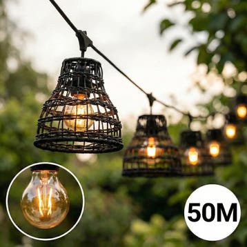 Complete Prikkabel / lichtsnoer met 50x lampenkappen, Nieuw, Ophalen of Verzenden, Netvoeding, Hanglamp